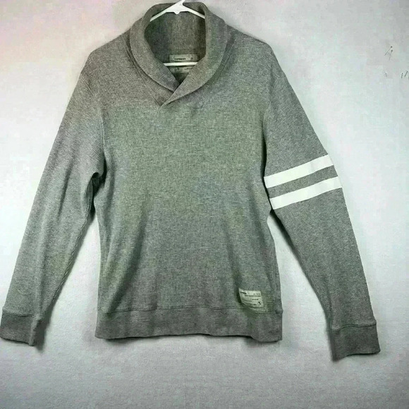 Express Sweater Gray Men’s Large 100% Cotton Waffle Knit Shawl Collar - Picture 1 of 8